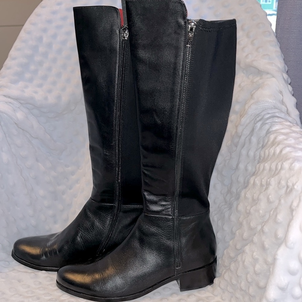 La DIVA knee high black leather and stretch riding boots